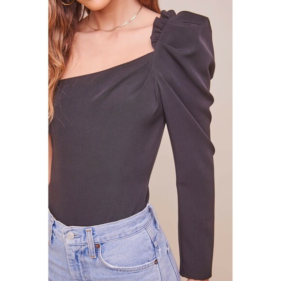 ASTR The Label Bodysuit NWT Black Isolde One Shoulder Womens Size XS - Picture 3 of 8